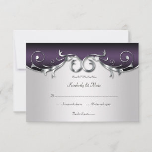 3.5x5 Ornate Purple Silver Black RSVP Card