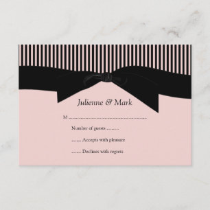 3.5x5 Pink and Black Stripes RSVP Card