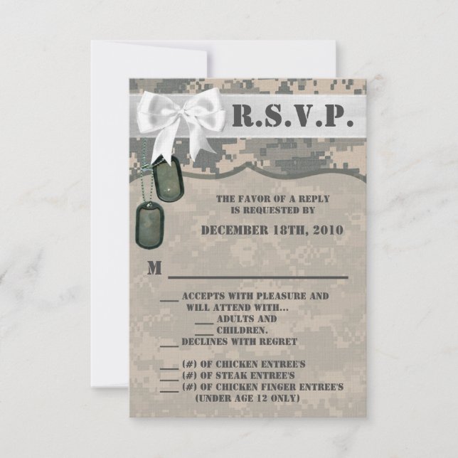 3.5x5 R.S.V.P. Card ARMY ACU Uniform Camo Camoufla (Front)