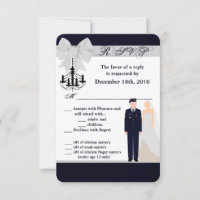3.5x5 R.S.V.P. Card ARMY Uniform Blues Groom Bride