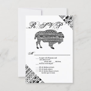 3.5x5 R.S.V.P. Card Boho Buffalo Tribal Pattern Bo