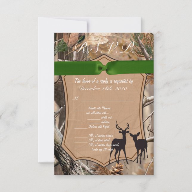 3.5x5 R.S.V.P. Card Hunters Camo Camoflauge Deer (Front)