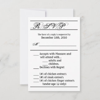 3.5x5 R.S.V.P. Card Modern Typography Newsprint