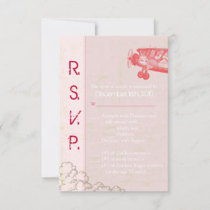 3.5x5 R.S.V.P. Card Vintage Aeroplane in Clouds