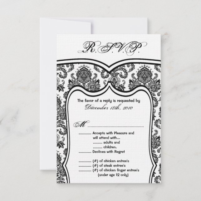 3.5x5 R.S.V.P. Card Wedding Damask (Front)