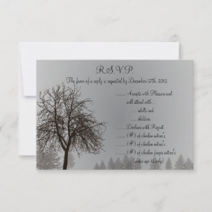 3.5x5 R.S.V.P Reply Card Grey Winter Trees Snow