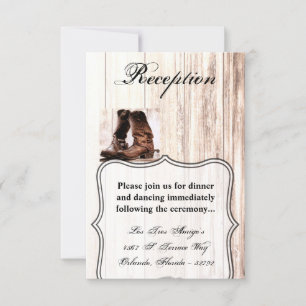 3.5x5 Reception Card Boots Country Rustic Western