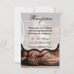3.5x5 Reception Card Cowboy Boots Barn Wood Rustic