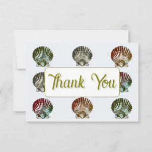 3.5X5" Seashell Pattern Flat Thank You Note Card