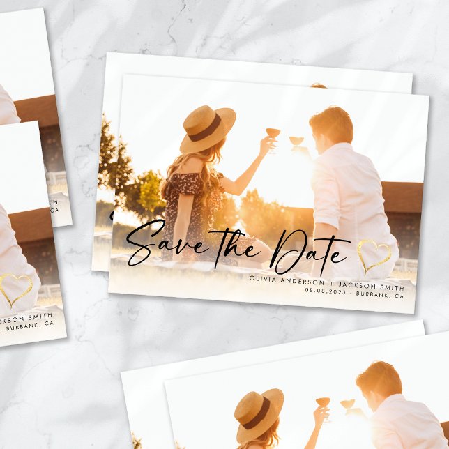3.5x5 Stylish Handwritten Photo Save The Date (Creator Uploaded)