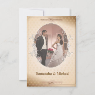 3.5x5" Vintage Brown Photo Save The Date Announcem Invitation