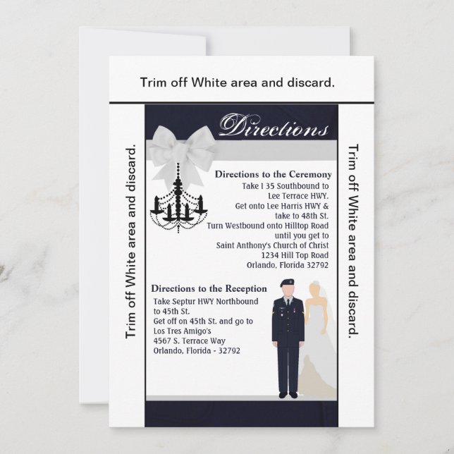 3.5x6 Directions Card ARMY Uniform Blues Bride (Front)