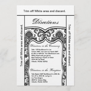 3.5x6 Directions Card Black Damask
