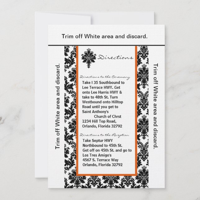 3.5x6 Directions Card Black Oran Damask (Front)
