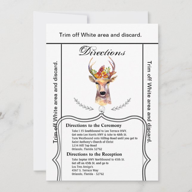 3.5x6 Directions Card boho deer Buck Head Browning (Front)