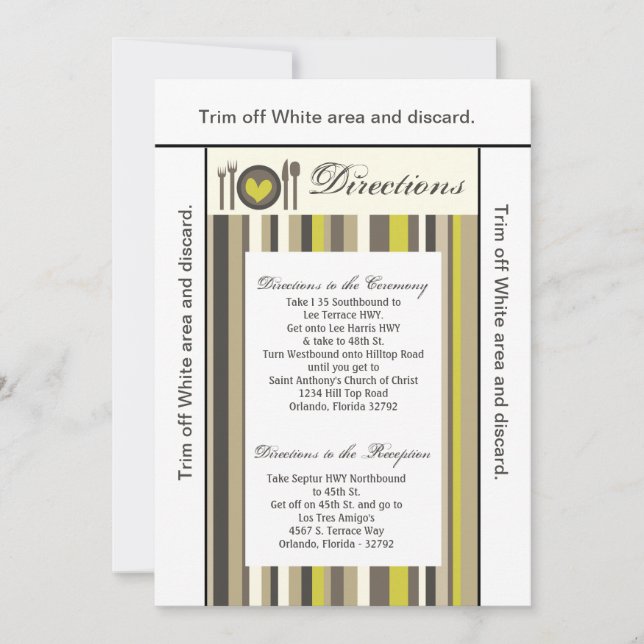 3.5x6 Directions Card China Plate Silverware Place (Front)