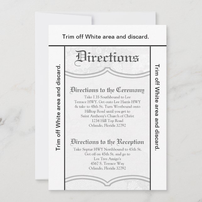 3.5x6 Directions Card Country White Lace Print Fab (Front)