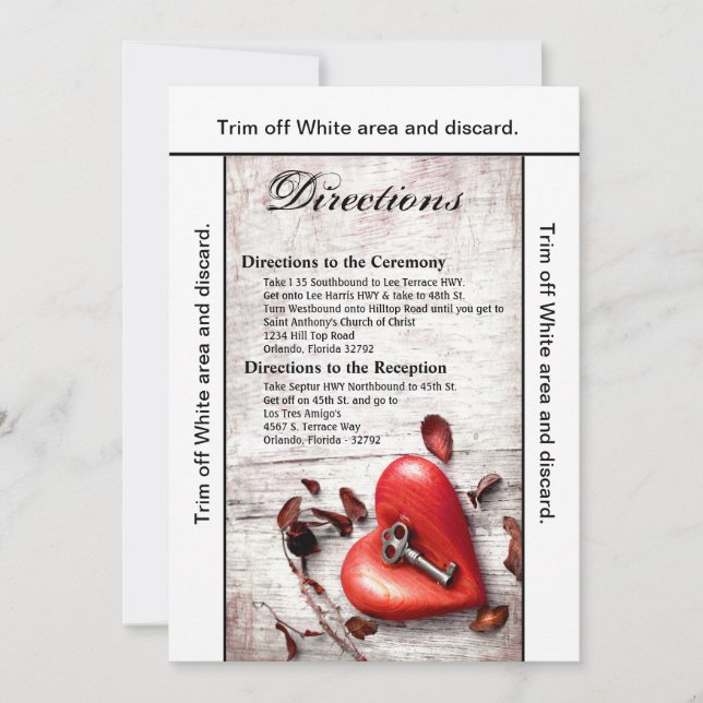 3.5x6 Directions Card Country Wood Key to my Heart (Front)