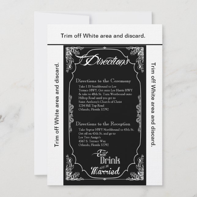 3.5x6 Directions Card Eat Drink Be Married Black (Front)