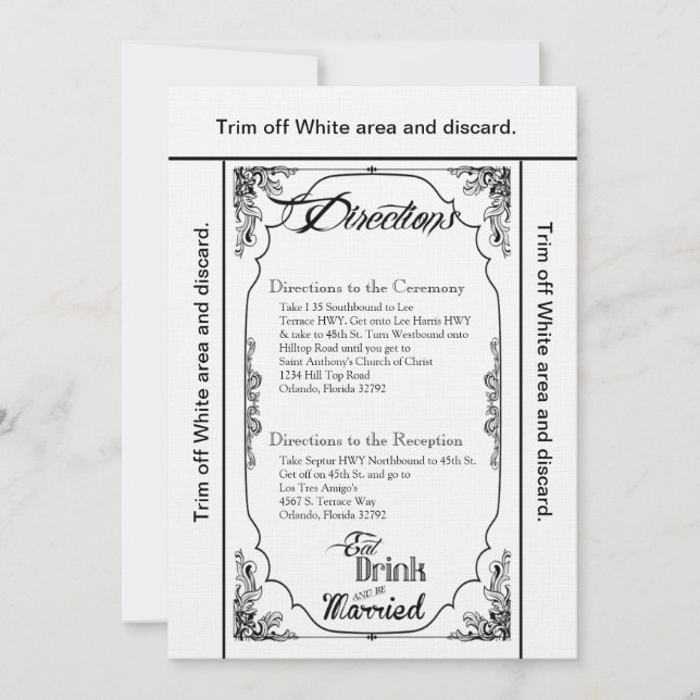 3.5x6 Directions Card Eat Drink Be Married White (Front)