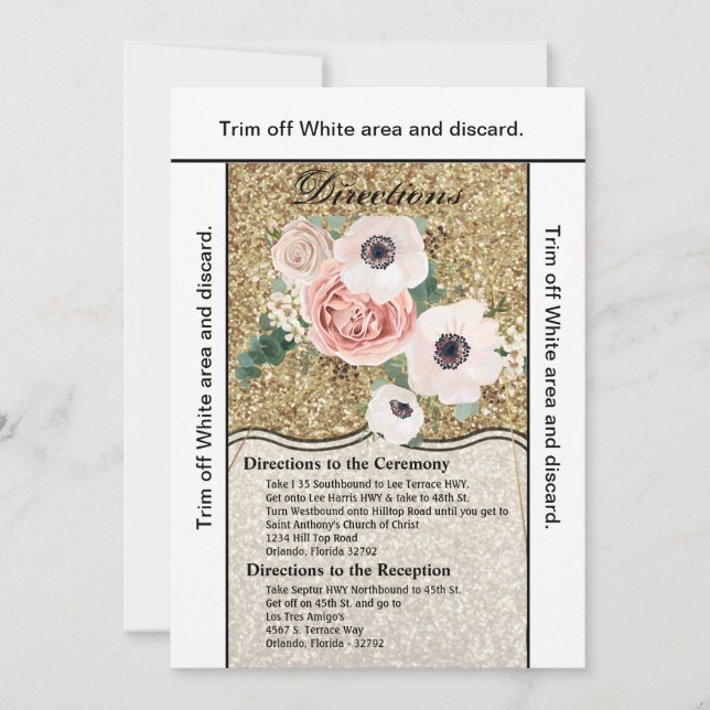 3.5x6 Directions Card Geometric Rose Gold Glitter (Front)
