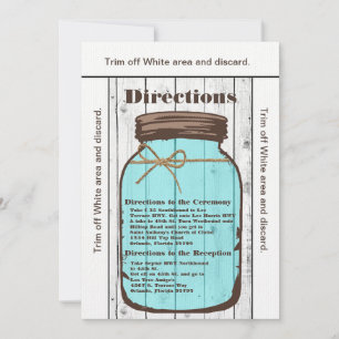3.5x6 Directions Card Mason Jar Wood Country Rusti