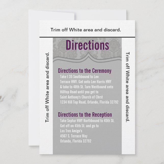 3.5x6 Directions Card Modern Grey Damas (Front)