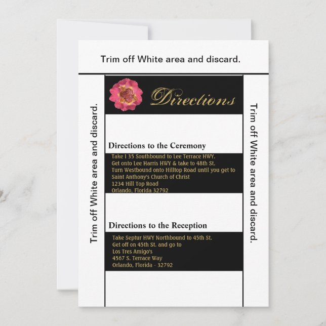 3.5x6 Directions Card Modern Stripe Black White Co (Front)