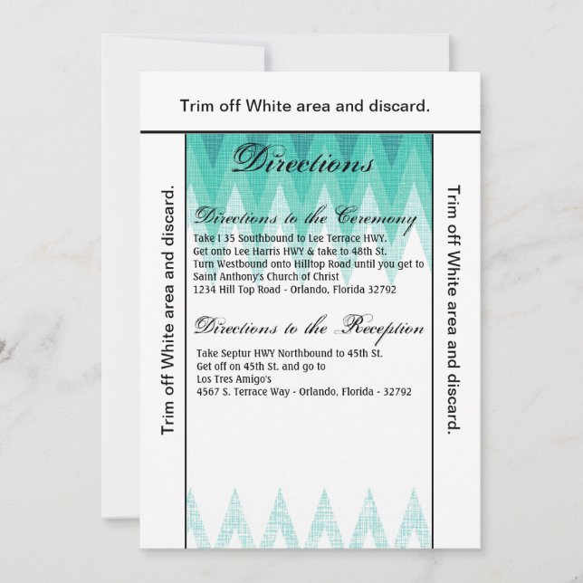 3.5x6 Directions Card Ombre Chevron Teal (Front)