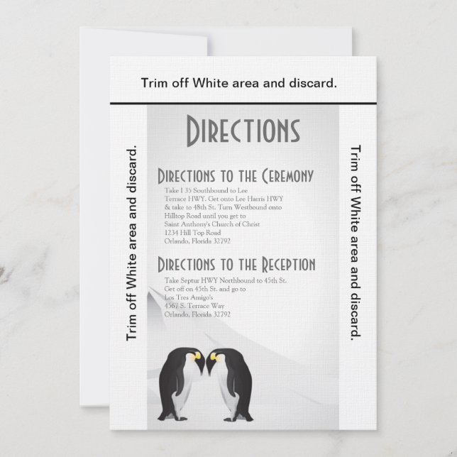 3.5x6 Directions Card Penguins Mate for Life Grey (Front)