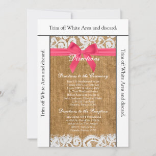 3.5x6 Directions Card Pink Burlap Lace