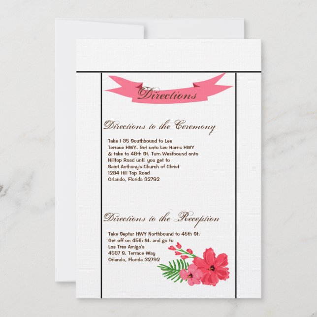 3.5x6 Directions Card Spring Hibiscus Flower Hawai (Front)