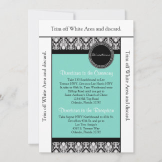 3.5x6 Directions Card Teal & Black Damask
