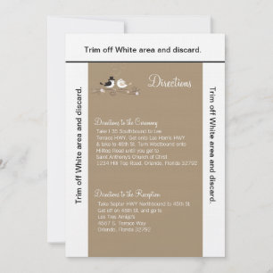 3.5x6 Directions Card Wedding Birds
