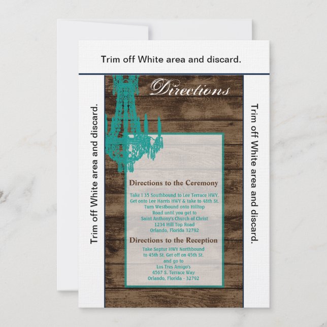 3.5x6 Directions Card Western Rustic Chandelier (Front)