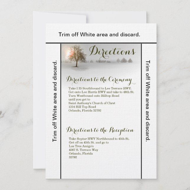 3.5x6 Directions Card Winter Sunset Tree Snow Cove (Front)