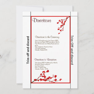 3.5x7 Directions Red Cherry Blossom Invitation