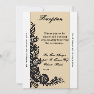 3.5x7 Reception Card Black Lace Damask Antique