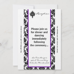 3.5x7 Reception Card Black Purpl Damask