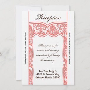 3.5x7 Reception Card Coral White Damask