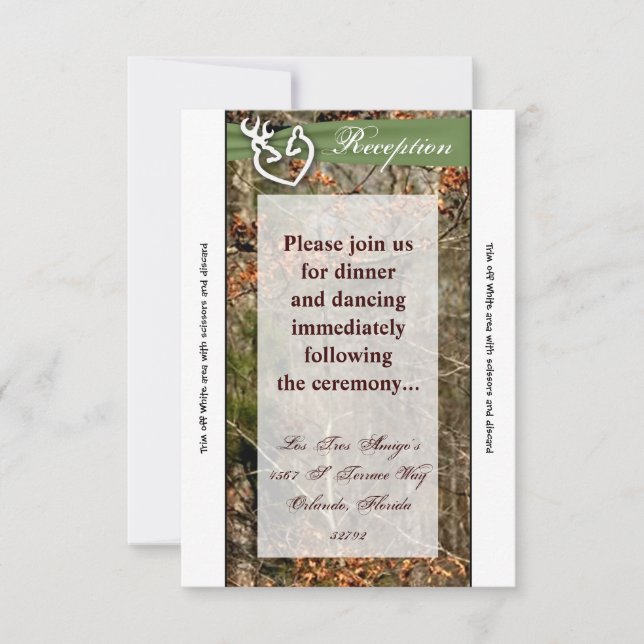 3.5x7 Reception Card Deer Couple Doe Buck Camo (Front)