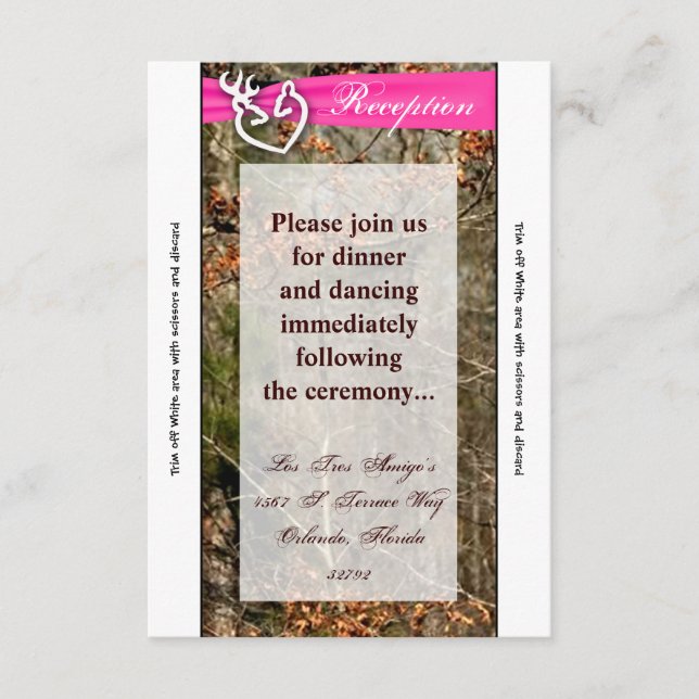 3.5x7 Reception Card Deer Couple Doe Buck Camo (Front)