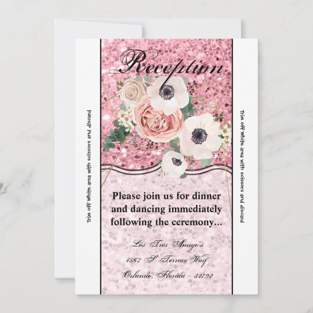 3.5x7 Reception Card Geometric Garden Rose Glitter (Front)