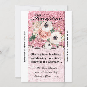 3.5x7 Reception Card Geometric Garden Rose Glitter