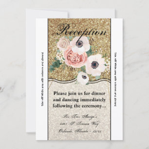 3.5x7 Reception Card Geometric Rose Gold Glitter
