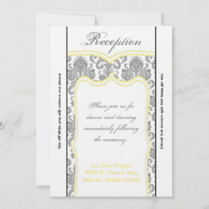 3.5x7 Reception Card Grey Yellow Damask