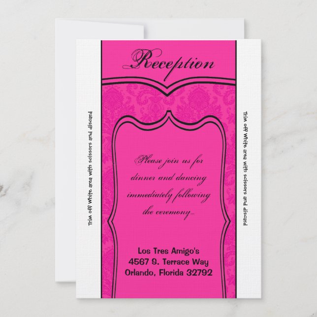 3.5x7 Reception Card Hot Pink Damask (Front)