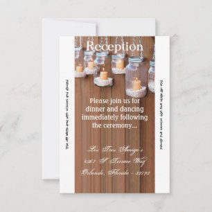 3.5x7 Reception Card Mason Jar Candle Lights Night