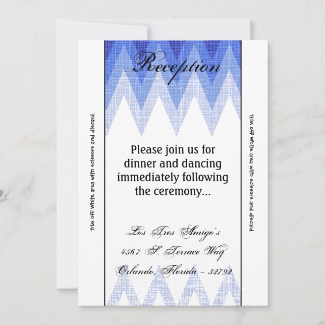 3.5x7 Reception Card Ombre Chevron Blue (Front)