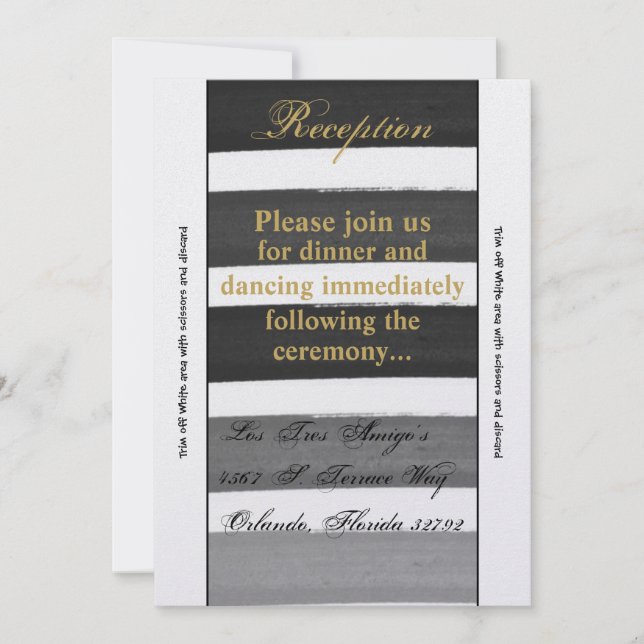 3.5x7 Reception Card Ombre Stripe Black Line Fade (Front)